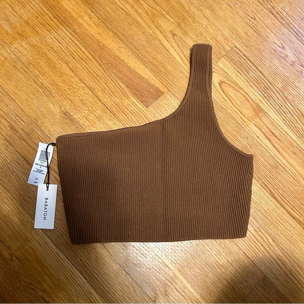 Babaton one shoulder ribbed top NWT